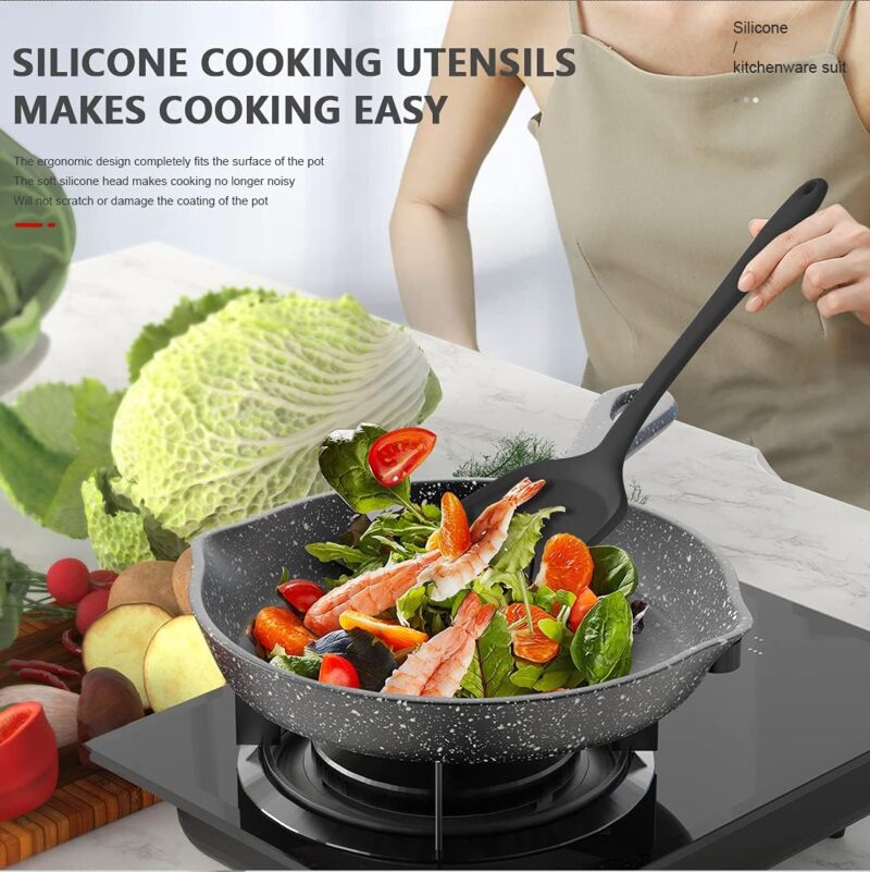 Silicone Cooking Utensils Set - 446°F Heat Resistant Kitchen Utensils,Turner Tongs,Spatula,Spoon,Brush,Whisk,Kitchen Utensil Gadgets Tools Set for Nonstick Cookware,Dishwasher Safe (BPA Free)  Amazon.ca Home - Image 7