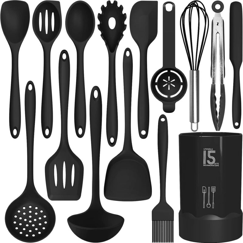 Silicone Cooking Utensils Set - 446°F Heat Resistant Kitchen Utensils,Turner Tongs,Spatula,Spoon,Brush,Whisk,Kitchen Utensil Gadgets Tools Set for Nonstick Cookware,Dishwasher Safe (BPA Free)  Amazon.ca Home