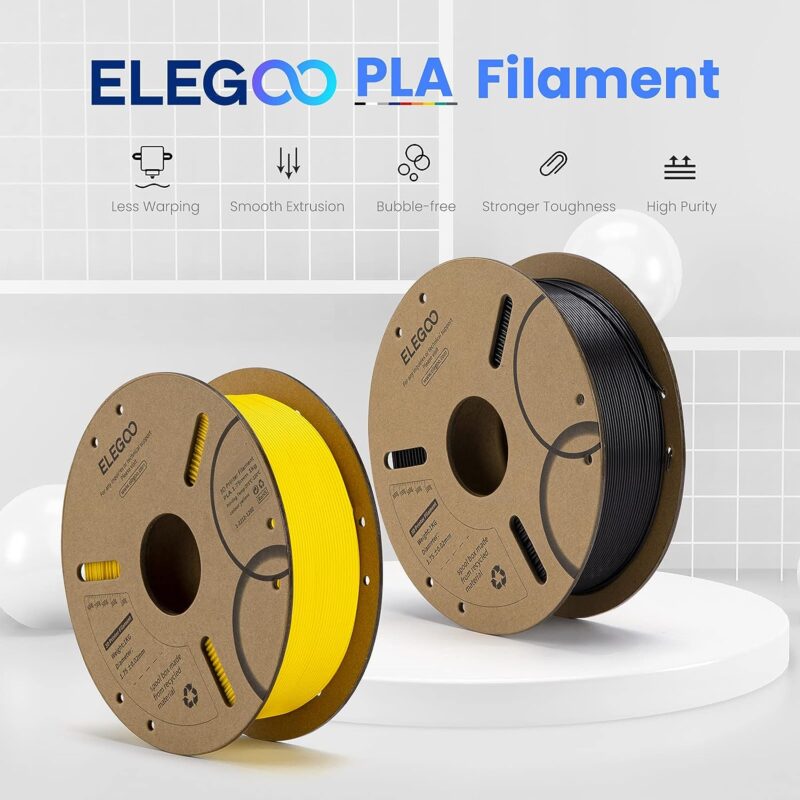 ELEGOO PLA Filament 1.75mm Black 2KG, 3D Printer Filament Dimensional Accuracy +/- 0.02mm, 2 Pack 1kg Cardboard Spool(2.2lbs) 3D Printing Filament Fits for Most FDM 3D Printers  Amazon.ca Industrial & Scientific - Image 2