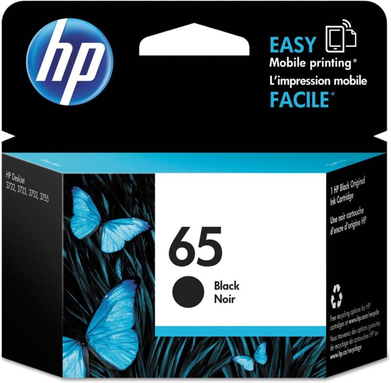 Original HP 65 Black Ink Cartridge | Works with HP AMP 100 Series, HP DeskJet 2600, 3700, 5000 Series, HP ENVY 5000 Series | Eligible for Instant Ink | N9K02AN  Amazon.ca Office Products