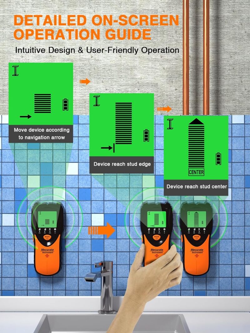 Mecurate Stud Finder Wall Scanner Sensor - 5 in 1 Electronic Stud with LCD Display & Audio Alarm for Wood AC Live Wire Metal Studs Detection Joist Pipe  Amazon.ca Tools & Home Improvement - Image 3