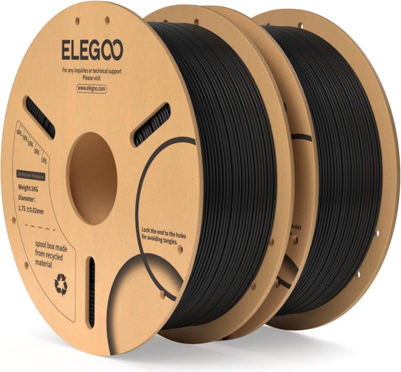 ELEGOO PLA Filament 1.75mm Black 2KG, 3D Printer Filament Dimensional Accuracy +/- 0.02mm, 2 Pack 1kg Cardboard Spool(2.2lbs) 3D Printing Filament Fits for Most FDM 3D Printers  Amazon.ca Industrial & Scientific