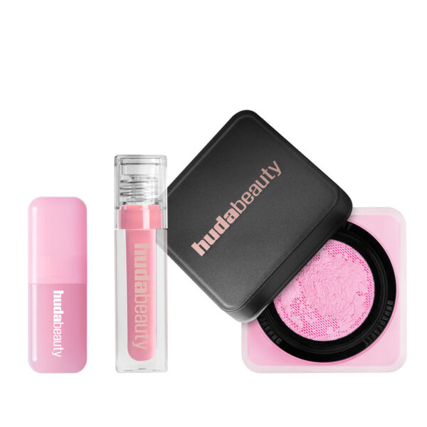 Huda Beauty Ube Collection Kit - Includes 3 Items | Setting Powder, Blush Filter,Faux Filler Lip Gloss | Buy Online at MKZMart